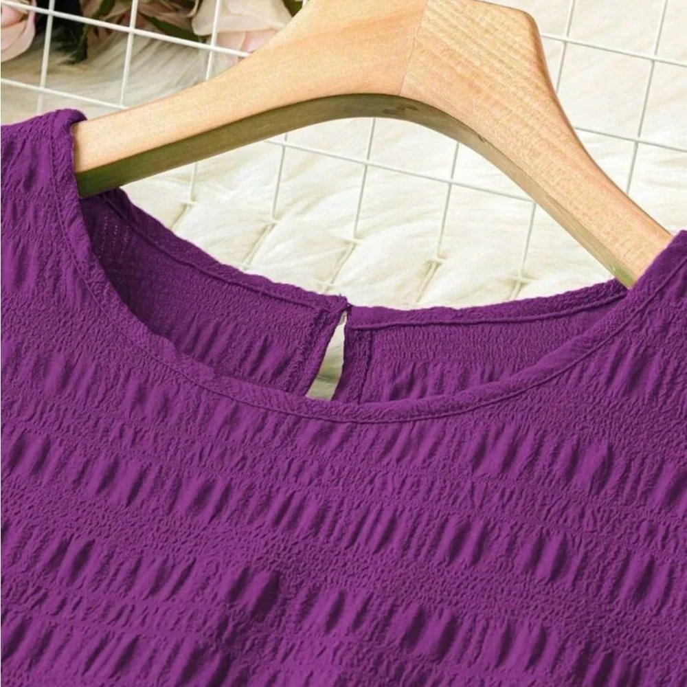 Solid Purple Ruffle Sleeveless Dress - Picture 5 of 5